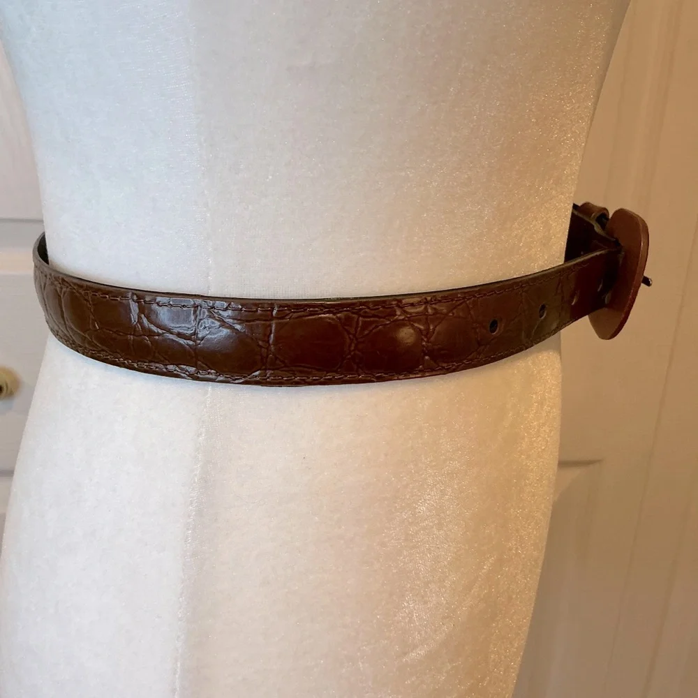 🐸 Brown Faux Leather Belt - Size 2